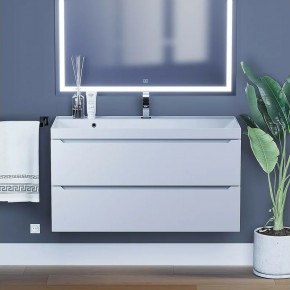 Тумба под раковину Uperwood Tanos 100 см, подвесная, белая матовая в Ревде - revda.ok-mebel.com | фото
