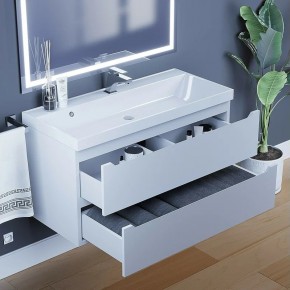 Тумба под раковину Uperwood Tanos 100 см, подвесная, белая матовая в Ревде - revda.ok-mebel.com | фото 9