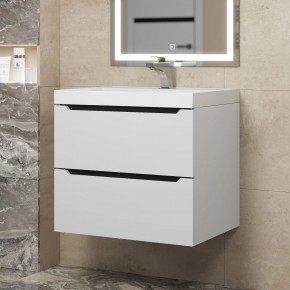 Тумба под раковину Uperwood Tanos 60 см, подвесная, белая/графит в Ревде - revda.ok-mebel.com | фото