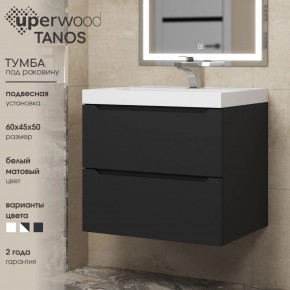 Тумба под раковину Uperwood Tanos 60 см, подвесная, черная матовая в Ревде - revda.ok-mebel.com | фото 3