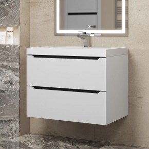 Тумба под раковину Uperwood Tanos 70 см, подвесная, белая/графит в Ревде - revda.ok-mebel.com | фото