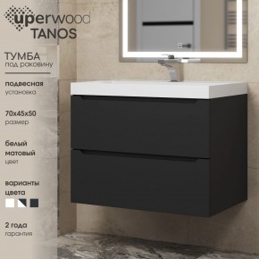 Тумба под раковину Uperwood Tanos 70 см, подвесная, черная матовая в Ревде - revda.ok-mebel.com | фото 3