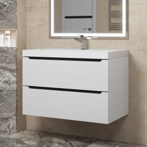 Тумба под раковину Uperwood Tanos 80 см, подвесная, белая/графит в Ревде - revda.ok-mebel.com | фото