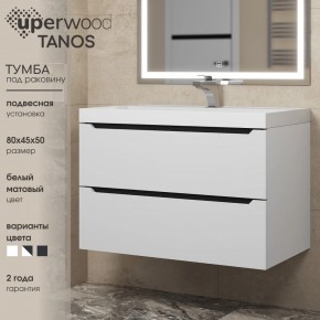 Тумба под раковину Uperwood Tanos 80 см, подвесная, белая/графит в Ревде - revda.ok-mebel.com | фото 3