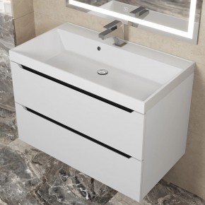 Тумба под раковину Uperwood Tanos 80 см, подвесная, белая/графит в Ревде - revda.ok-mebel.com | фото 8