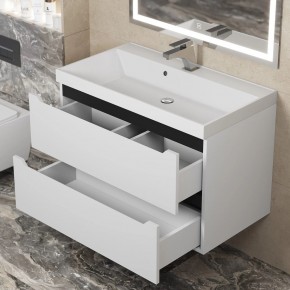 Тумба под раковину Uperwood Tanos 80 см, подвесная, белая/графит в Ревде - revda.ok-mebel.com | фото 9