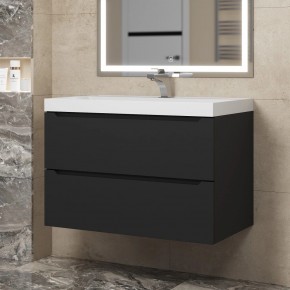 Тумба под раковину Uperwood Tanos 80 см, подвесная, черная матовая в Ревде - revda.ok-mebel.com | фото