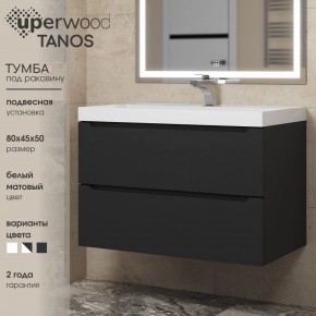 Тумба под раковину Uperwood Tanos 80 см, подвесная, черная матовая в Ревде - revda.ok-mebel.com | фото 3