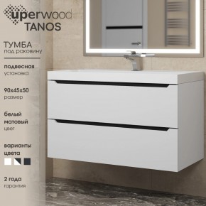 Тумба под раковину Uperwood Tanos 90 см, подвесная, белая/графит в Ревде - revda.ok-mebel.com | фото 3