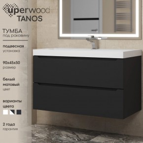 Тумба под раковину Uperwood Tanos 90 см, подвесная, черная матовая в Ревде - revda.ok-mebel.com | фото 3