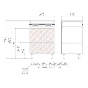 Тумба под умывальник Andrea 58 3D без ящика Домино (D37003T) в Ревде - revda.ok-mebel.com | фото 3