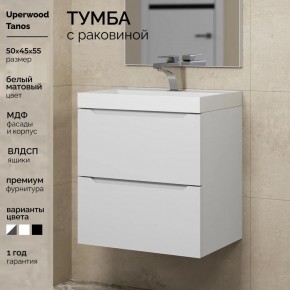 Тумба с раковиной Uperwood Tanos 50 см, подвесная, белая матовая в Ревде - revda.ok-mebel.com | фото 5