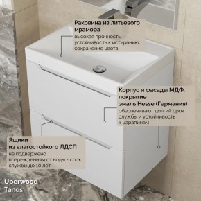 Тумба с раковиной Uperwood Tanos 50 см, подвесная, белая матовая в Ревде - revda.ok-mebel.com | фото 6
