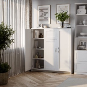 Тумба СИРИУС трехдверная с одним ящиком, цвет белый в Ревде - revda.ok-mebel.com | фото 4